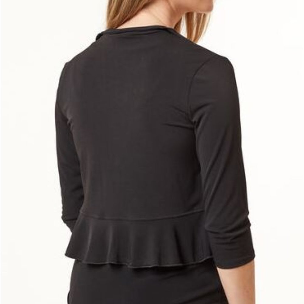 NEW cleo Black Ruffle-Sleeve Open Shrug, M - Picture 3 of 8
